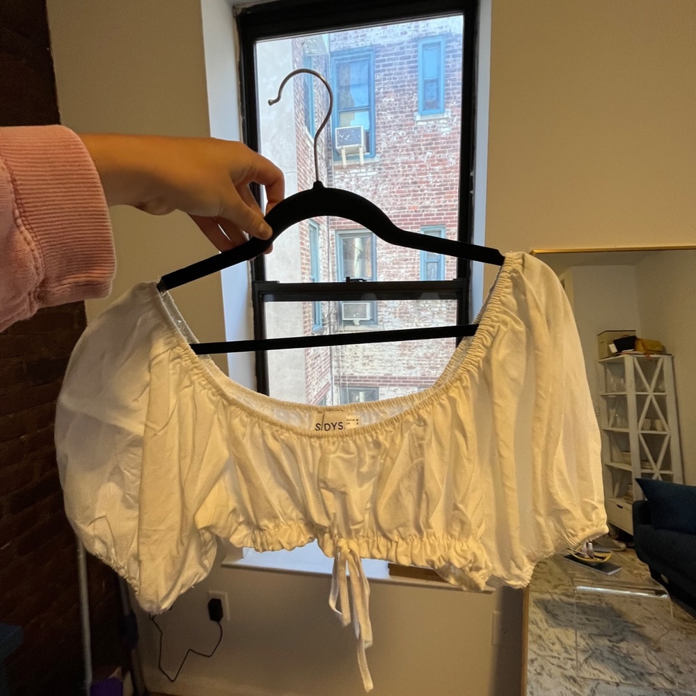 Sndys White linen Cropped Blouse